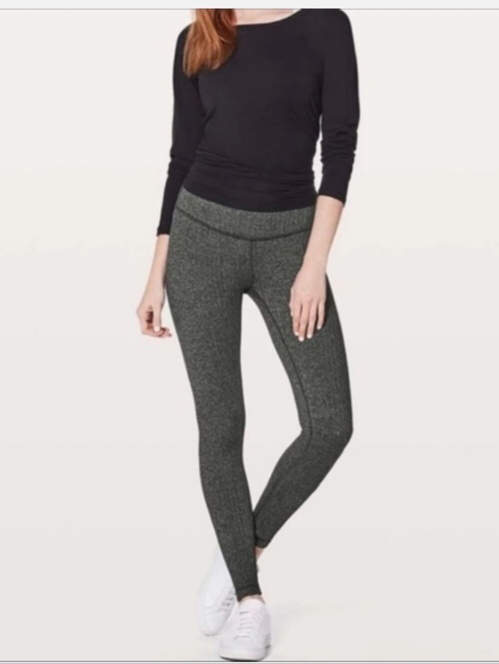 Lululemon Wunder Under Low Rise Tights Size 2 Heathered Herringbone Black